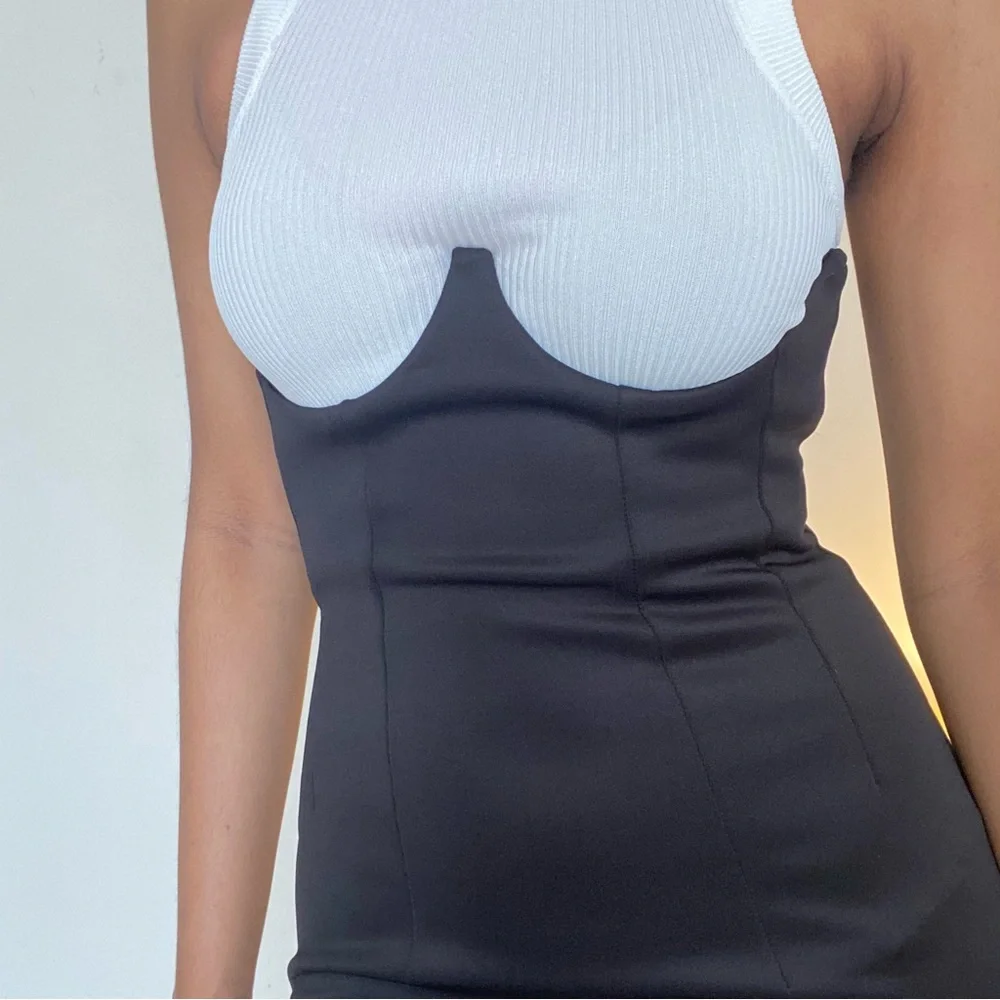 ASOS bustier corset underwire black satin silk dress with stretch. Fixed price. - Picture 5 of 5